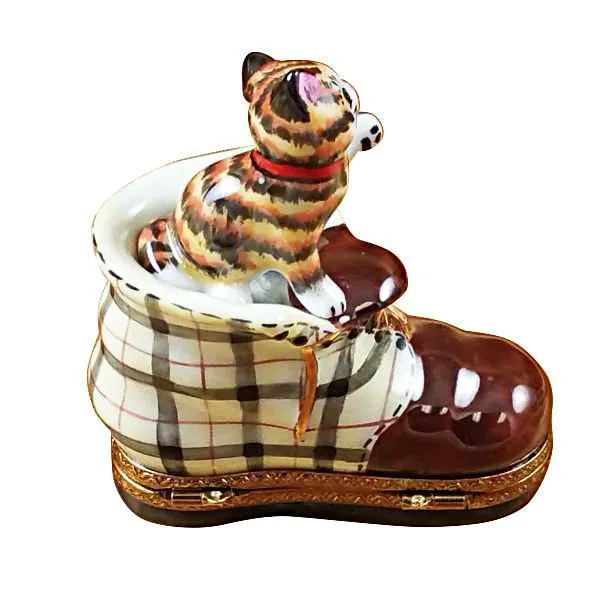 Cat In Burberry Boot Limoges Box by Rochard™