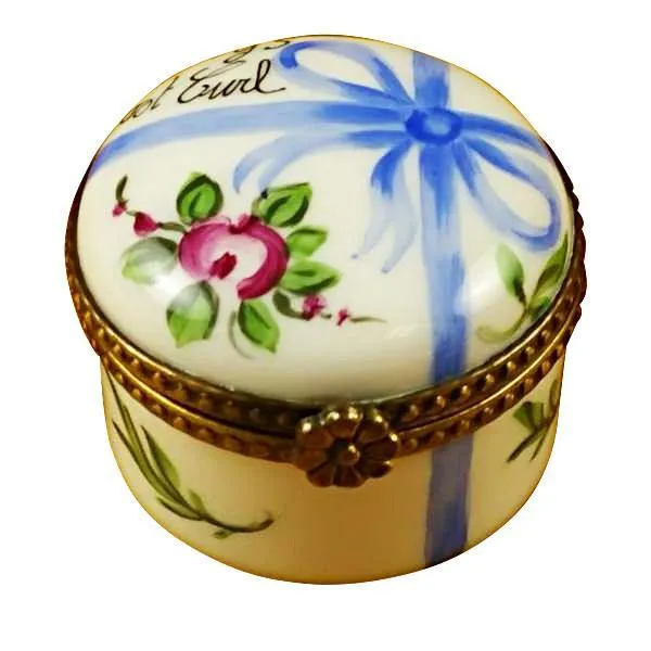 Round Blue First Curl Limoges Box by Rochard™