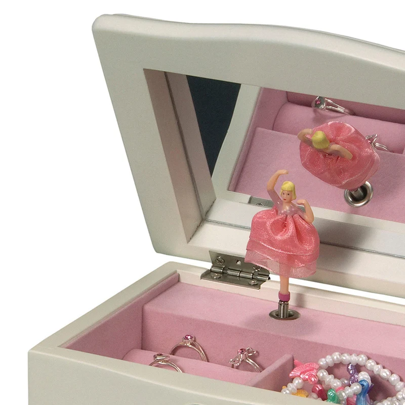 Marianne Girl's Wooden Ivory Musical Ballerina One Drawer Jewelry Box