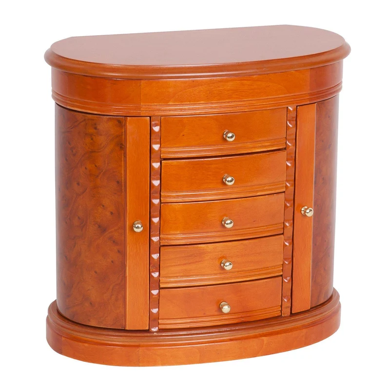 Trinity Upright Jewelry Box in Burlwood Oak