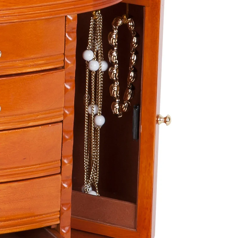 Trinity Upright Jewelry Box in Burlwood Oak