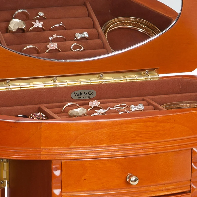 Trinity Upright Jewelry Box in Burlwood Oak