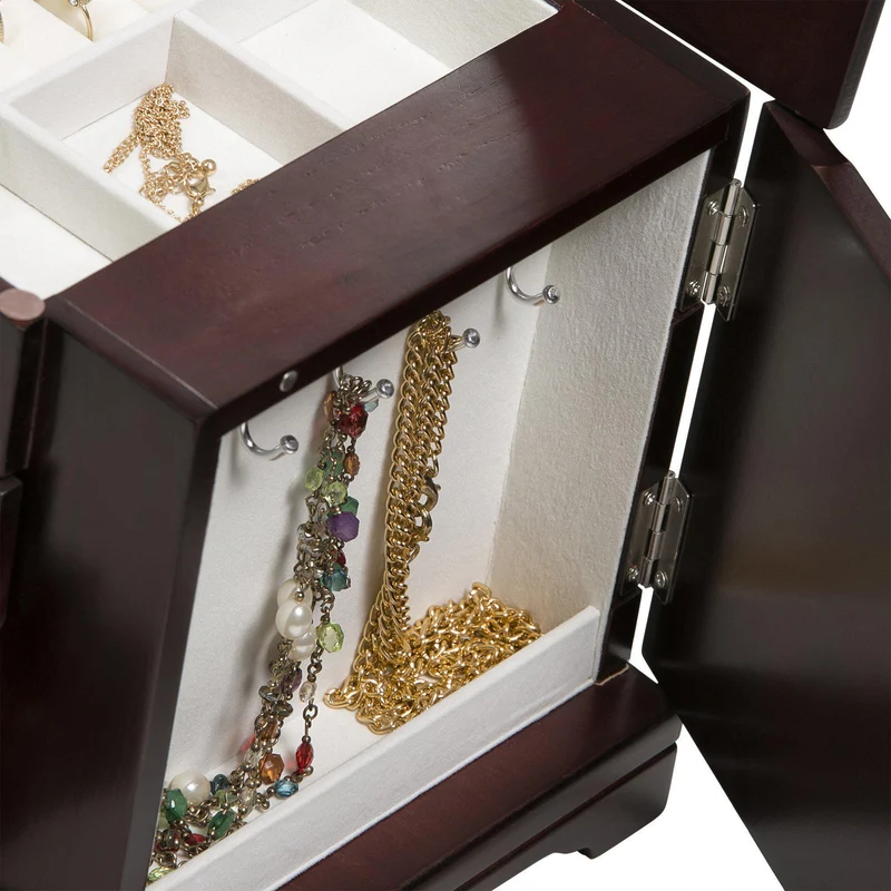 Rita - Locking Jewelry Box with Pearl Pulls in Cherry