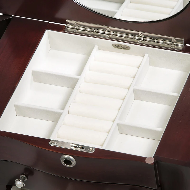 Rita - Locking Jewelry Box with Pearl Pulls in Cherry