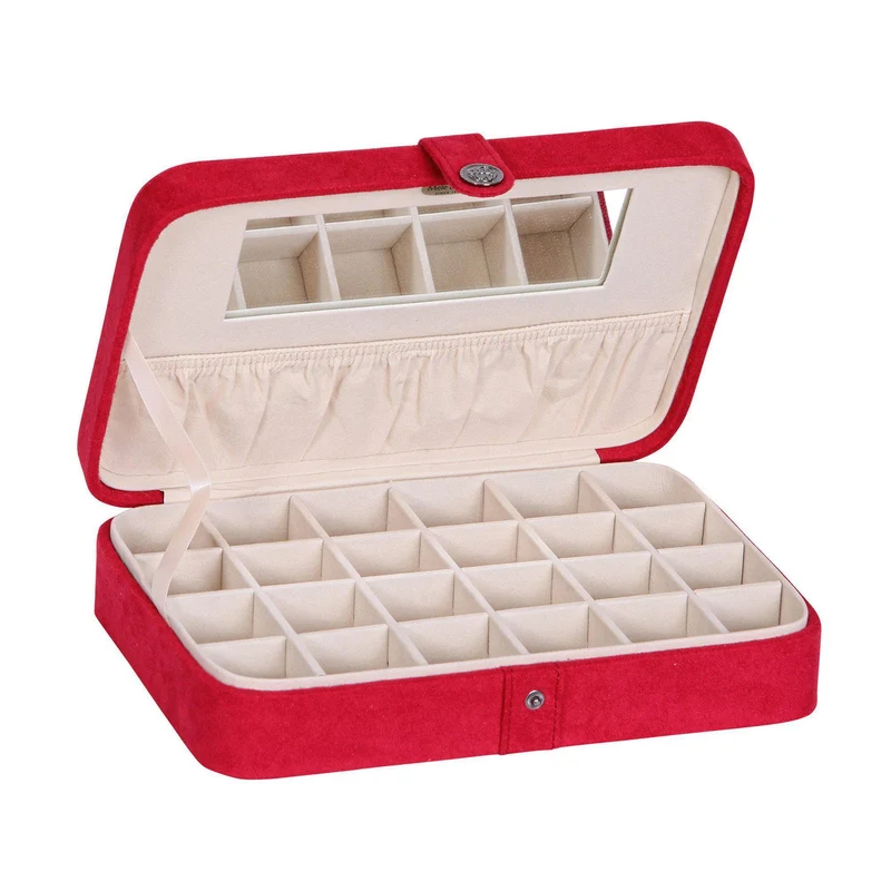 Rene - Plush Travel Jewelry Box in Red