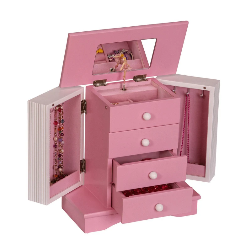 Elise Girl's Wooden Musical Ballerina Jewelry Box