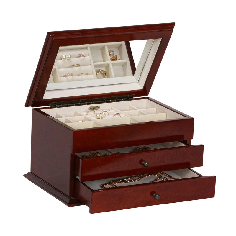Brayden Wooden Jewelry Box in Walnut Finish