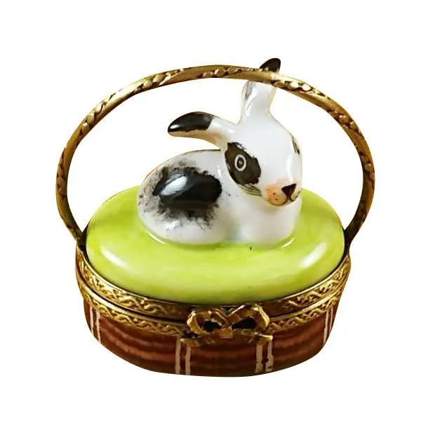 Basket with Mini Rabbit Limoges Box by Rochard™