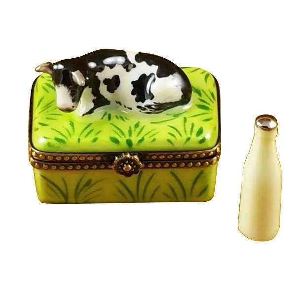 Cow with Milk Bottle Limoges Box by Rochard™