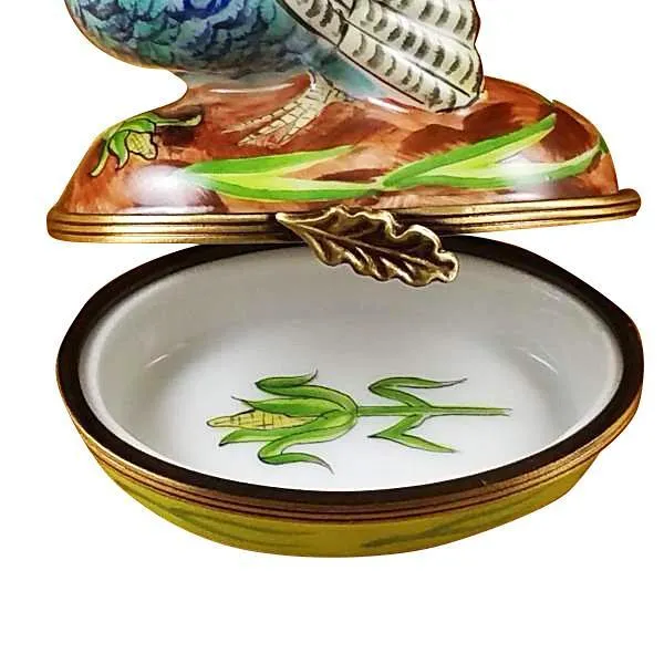 Blue Turkey with Cornstalk Limoges Box by Rochard™