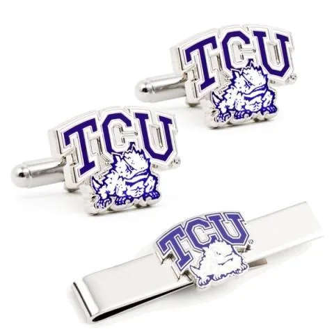 TCU Horned Frog Cufflinks and Tie Bar Gift Set