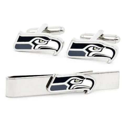Seattle Seahawks Cufflinks and Tie Bar Gift Set