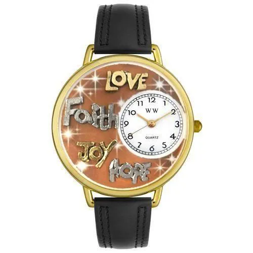 Faith Hope Love Joy Silver in Gold (Large)