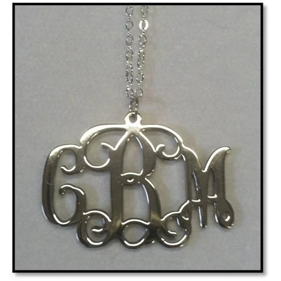 Sterling Silver Vine Monogram Pendant - Handcrafted in the USA
