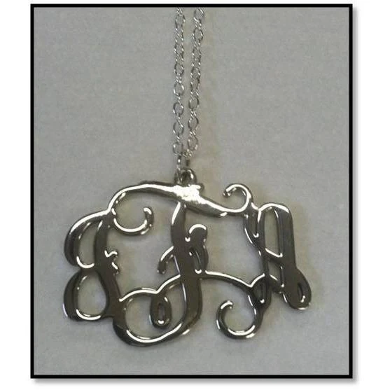 Sterling Silver Vine Monogram Pendant - Handcrafted in the USA