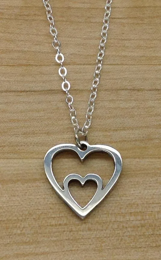 Hand Crafted Sterling Silver Double Heart Necklace