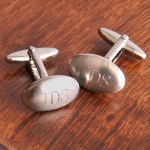Oval Brushed Personalized Cufflinks