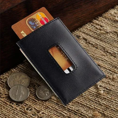 Leather Money Clip/Card Holder - Personalized