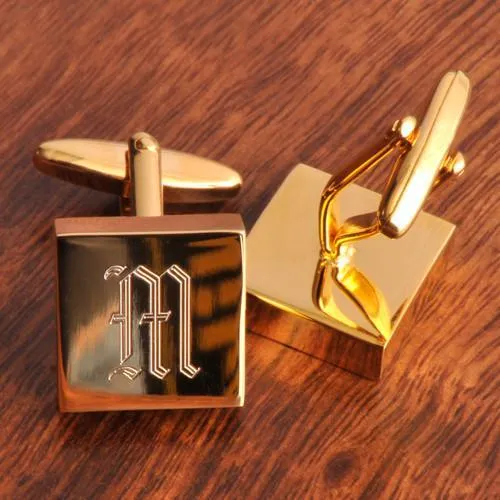 Brass Square Personalized Traditional Cufflinks