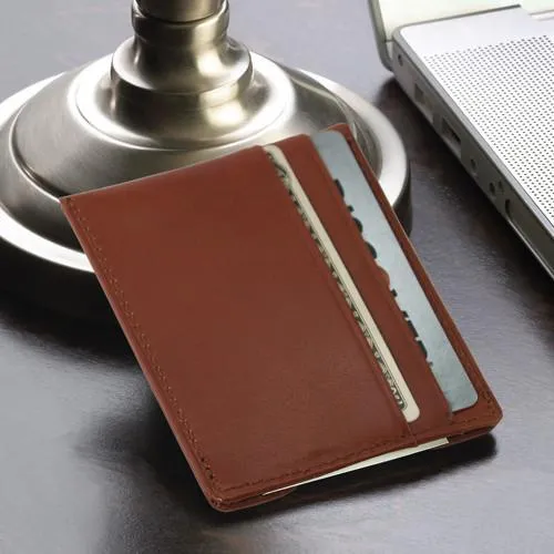 Brown Personalized Leather Wallet & Money Clip