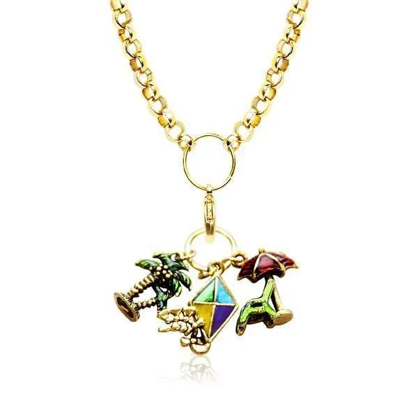 Summer Fun in the Sun Charm Necklace in Gold