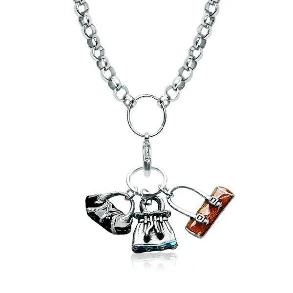 Purse Lover Charm Necklace in Silver