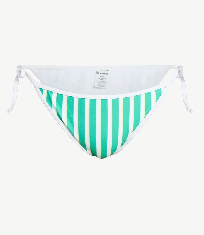 Sporty striped side tie bikini bottoms
