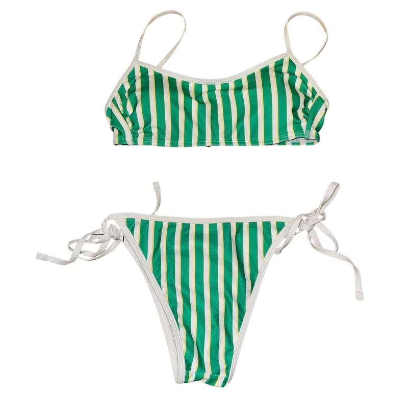 Sporty stripe bikini set