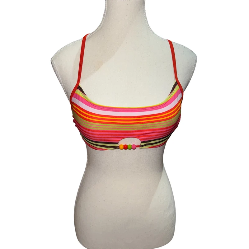 Striped bralette bikini top