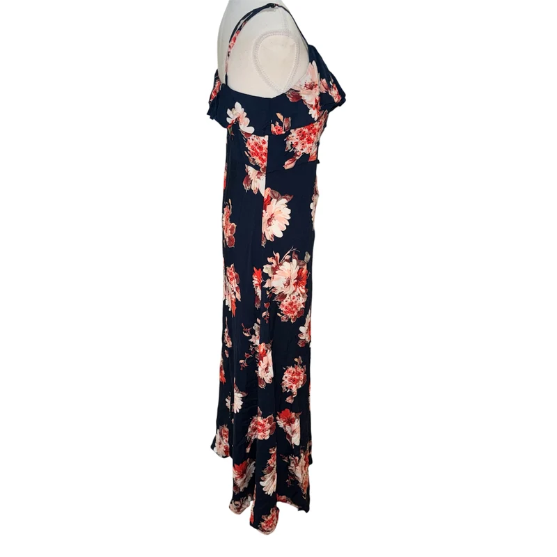 Button front floral boho maxi dress