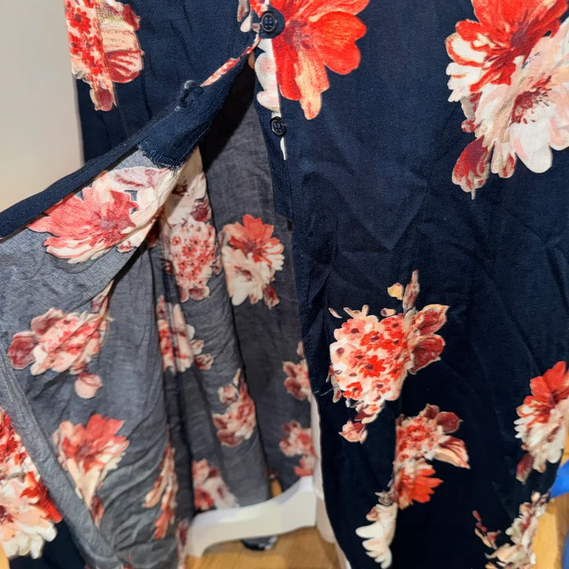 Button front floral boho maxi dress