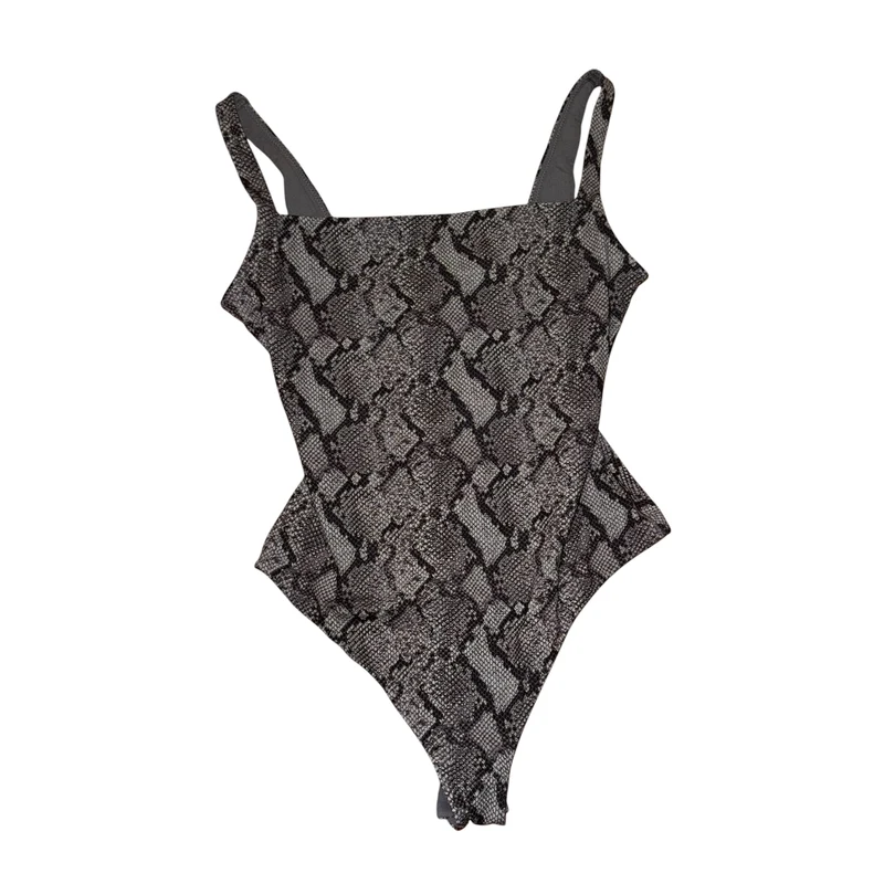 Square neck snake print bodysuit