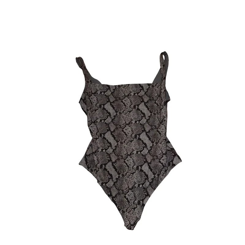 Square neck snake print bodysuit