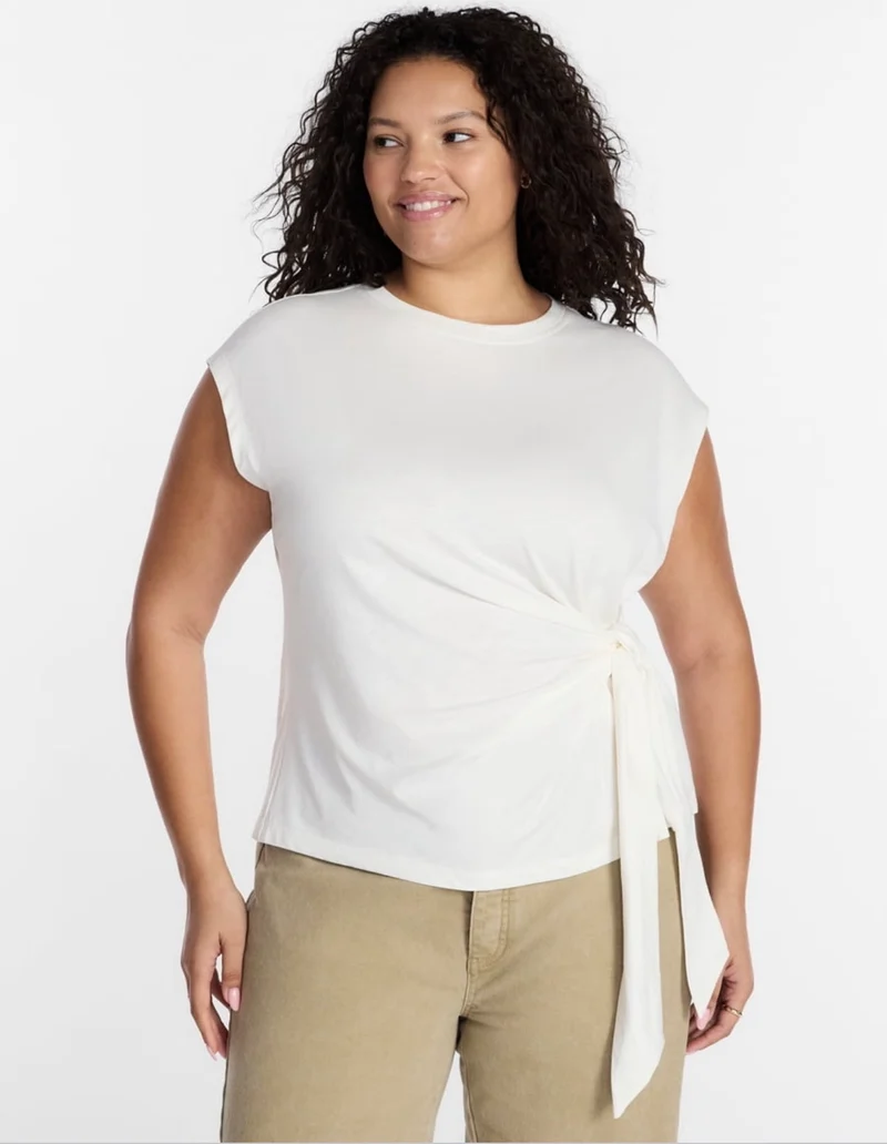 Terra & sky side tie dolman tee