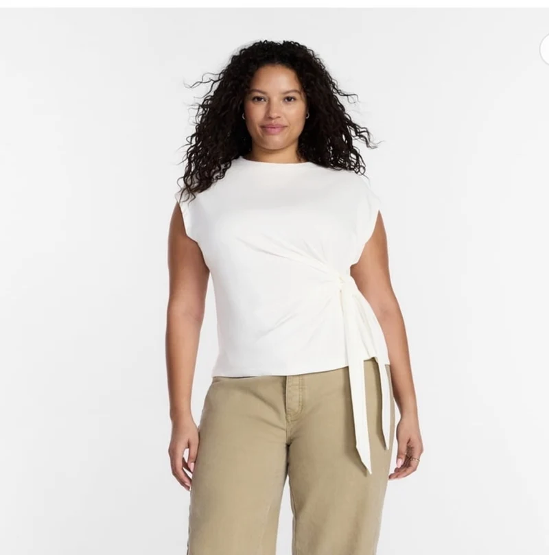 Terra & sky side tie dolman tee