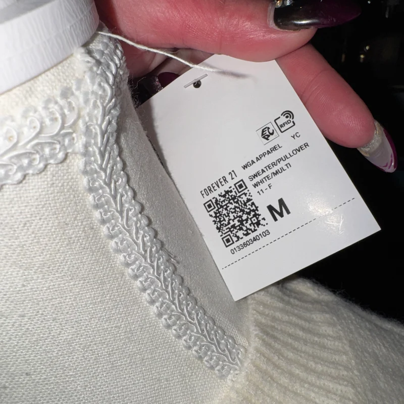 Forever 21 cozy soft sequin star sweater cream knit crop pullover
