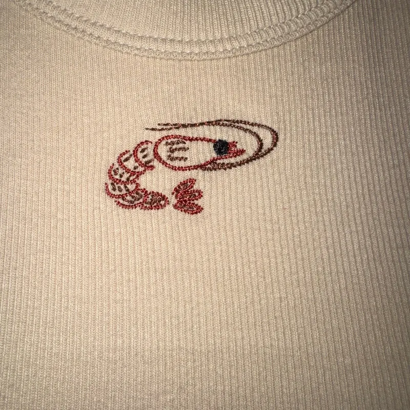 Shrimp detail ribbed tank top