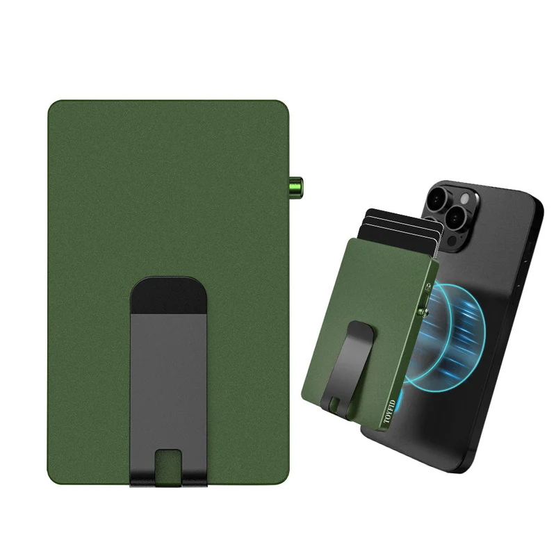 Minimalist Pop up Wallet with Money Clip, All Aluminum Slide Rfid Slim Card Holder