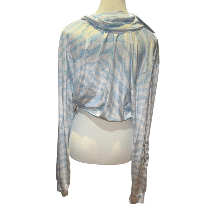 Icy zebra zip up crop top