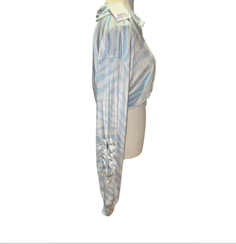 Icy zebra zip up crop top