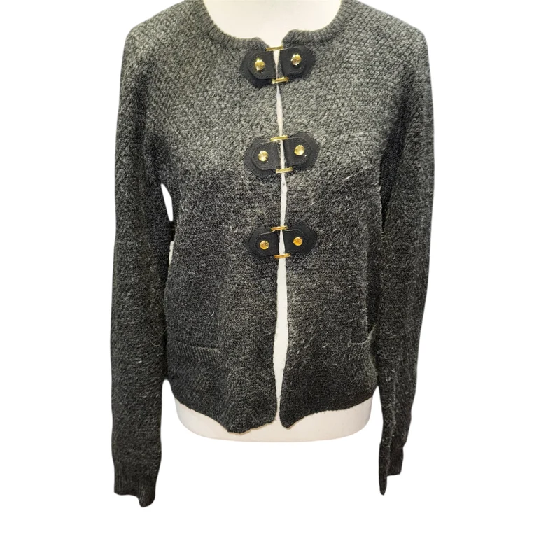 Gray knit acrylic cardigan