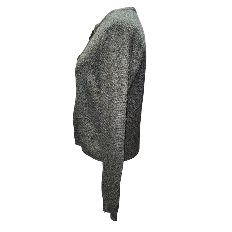 Gray knit acrylic cardigan
