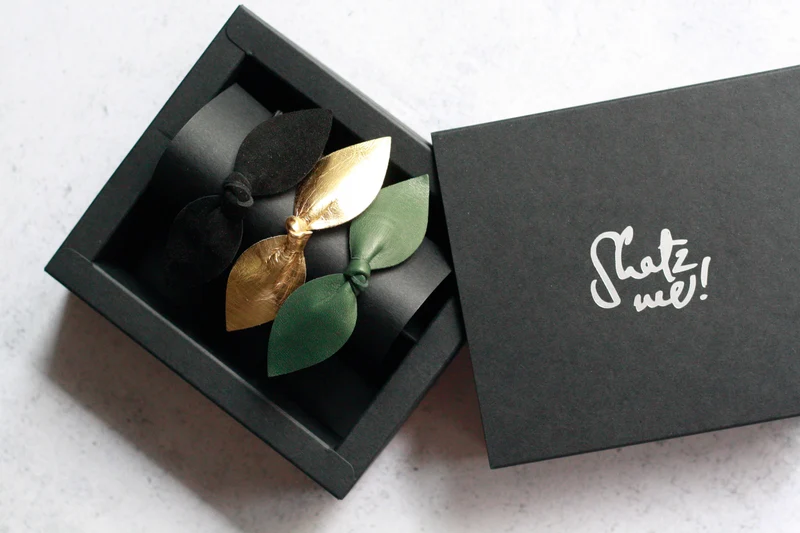 Trio élastiques cheveux bijoux Shatz Me - Vert Olive, Doré, Noir Velours