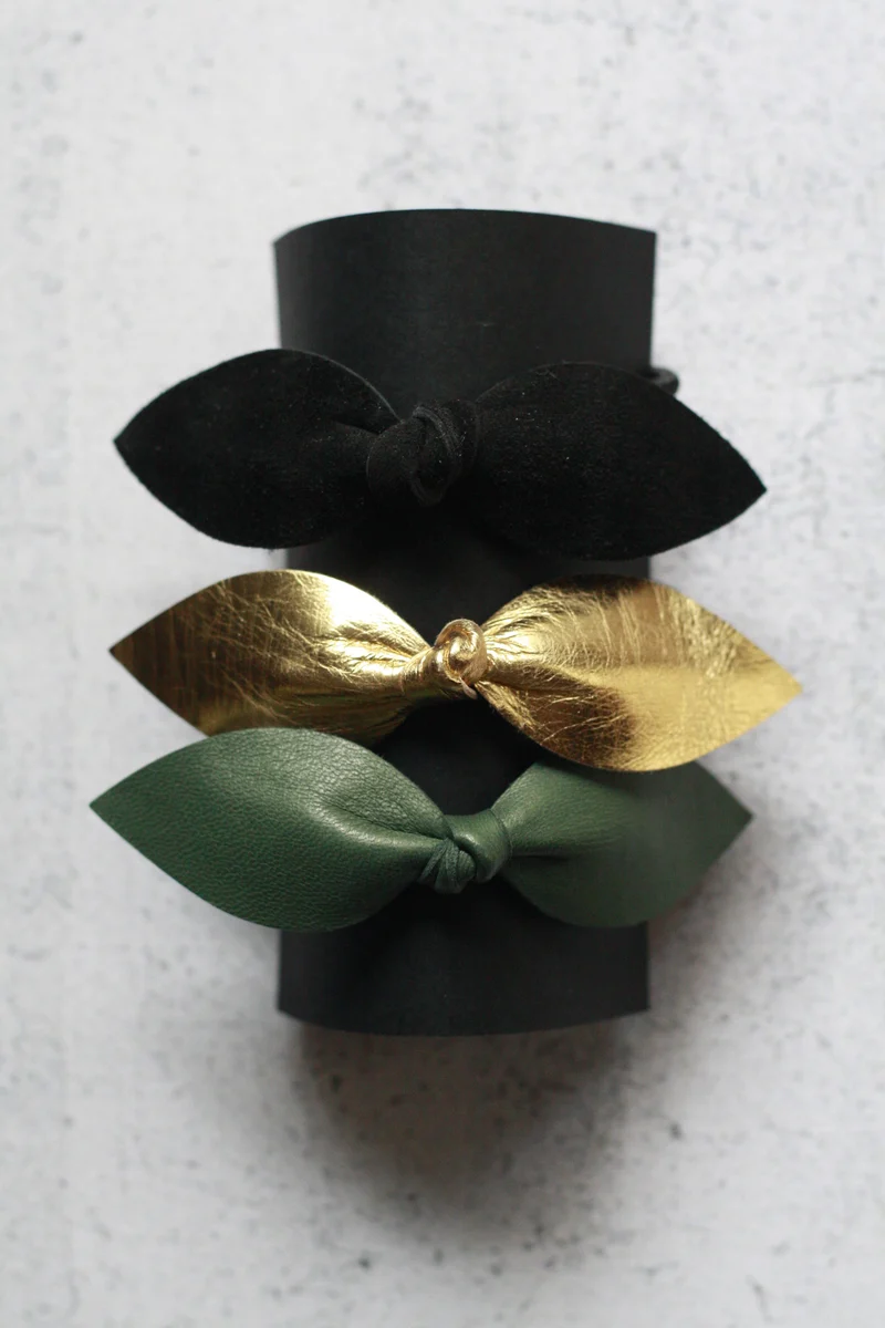 Trio élastiques cheveux bijoux Shatz Me - Vert Olive, Doré, Noir Velours