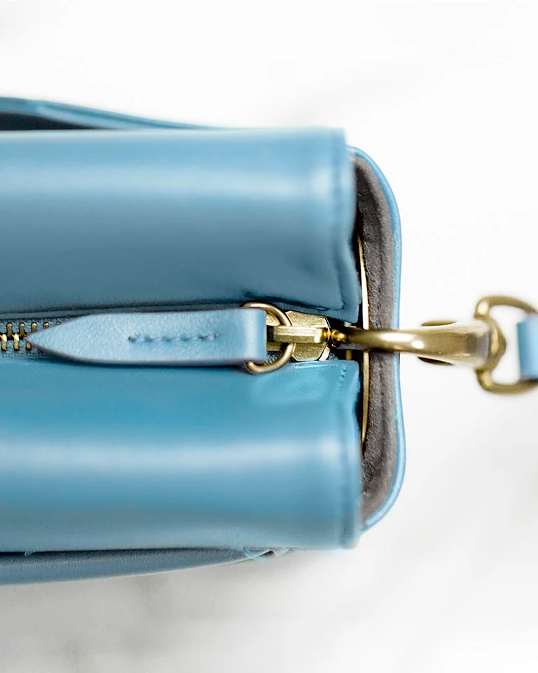Sac Bandoulière en Cuir Vegan Bleu Clair