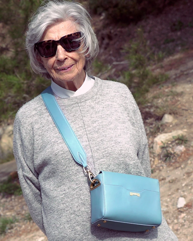 Sac Bandoulière en Cuir Vegan Bleu Clair