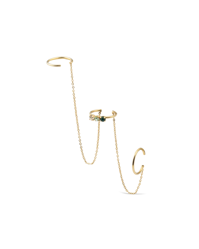Chaîne d'oreille avec bague d'oreille vert Jude