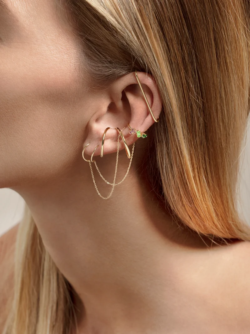 Chaîne d'oreille avec bague d'oreille vert Jude