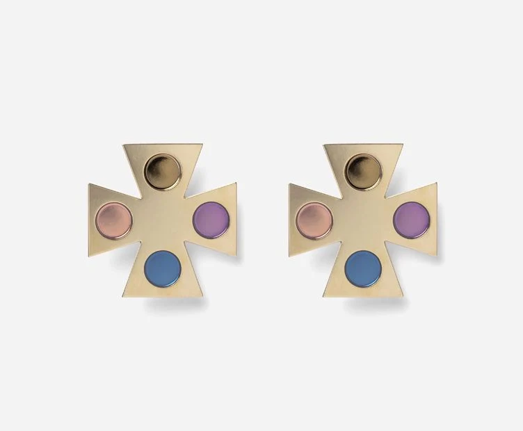 Boucles d'oreilles Nostra, émail multicolore