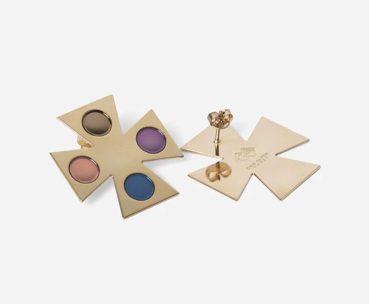 Boucles d'oreilles Nostra, émail multicolore